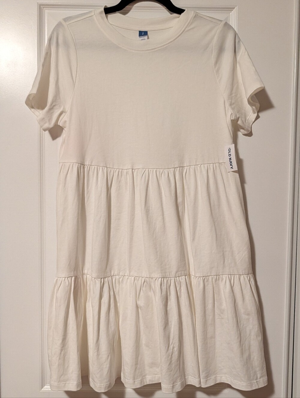 Old Navy Cream Tiered Short Sleeve Cotton Dress Size S NWT